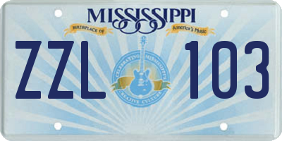 MS license plate ZZL103