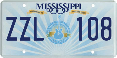 MS license plate ZZL108