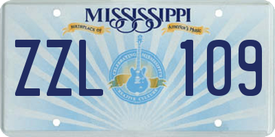 MS license plate ZZL109