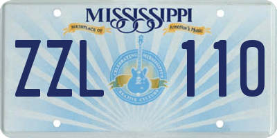 MS license plate ZZL110