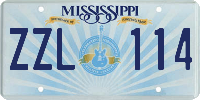 MS license plate ZZL114