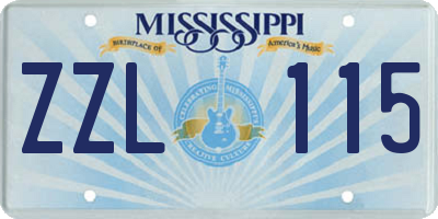 MS license plate ZZL115