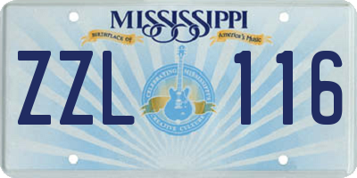 MS license plate ZZL116