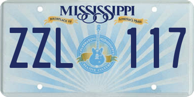 MS license plate ZZL117