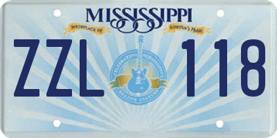MS license plate ZZL118
