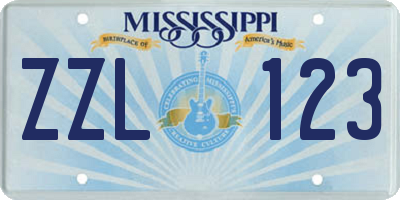 MS license plate ZZL123