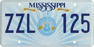 MS license plate ZZL125