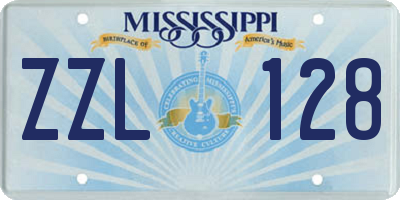 MS license plate ZZL128
