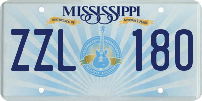 MS license plate ZZL180