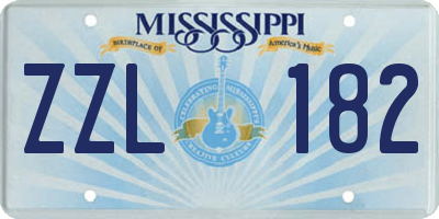 MS license plate ZZL182