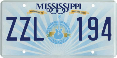 MS license plate ZZL194