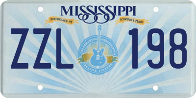 MS license plate ZZL198