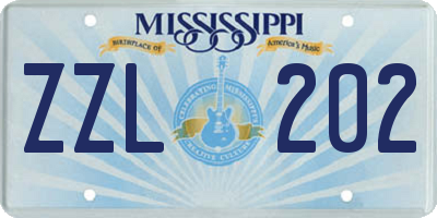 MS license plate ZZL202