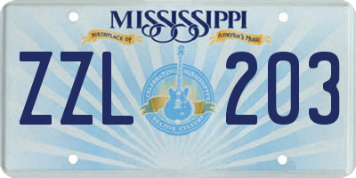 MS license plate ZZL203