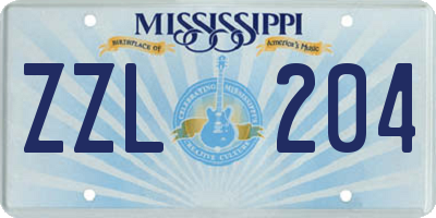 MS license plate ZZL204