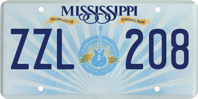 MS license plate ZZL208