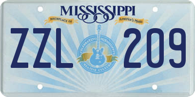 MS license plate ZZL209