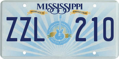 MS license plate ZZL210