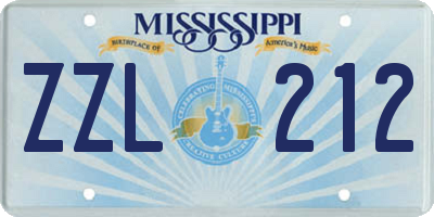 MS license plate ZZL212
