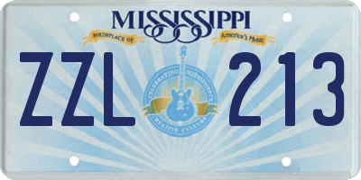 MS license plate ZZL213