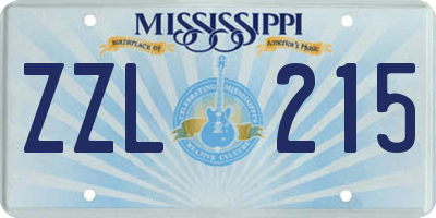 MS license plate ZZL215