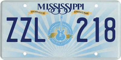 MS license plate ZZL218