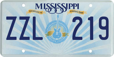 MS license plate ZZL219
