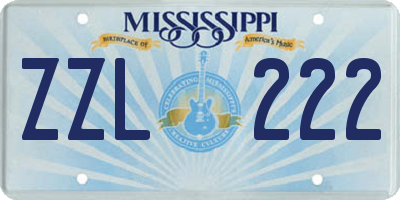 MS license plate ZZL222