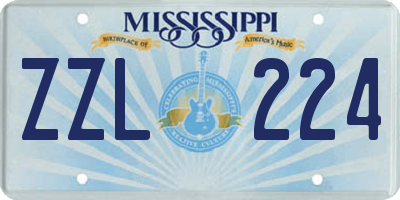 MS license plate ZZL224