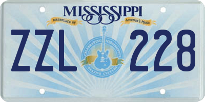 MS license plate ZZL228