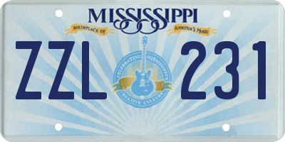 MS license plate ZZL231