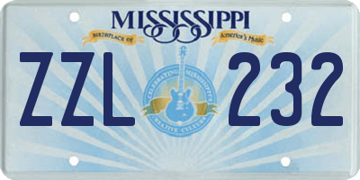 MS license plate ZZL232