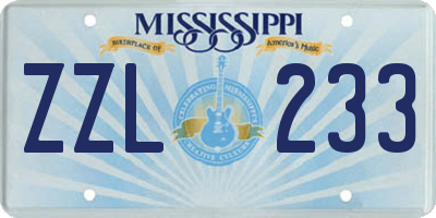 MS license plate ZZL233
