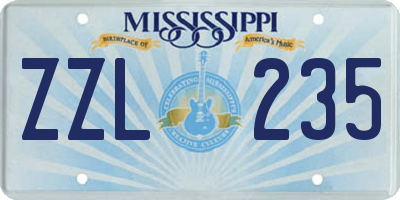 MS license plate ZZL235