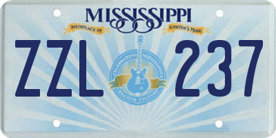 MS license plate ZZL237
