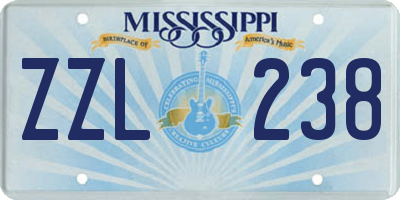 MS license plate ZZL238