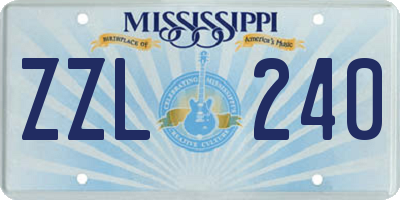 MS license plate ZZL240