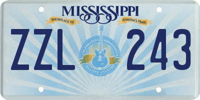 MS license plate ZZL243