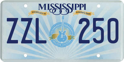 MS license plate ZZL250