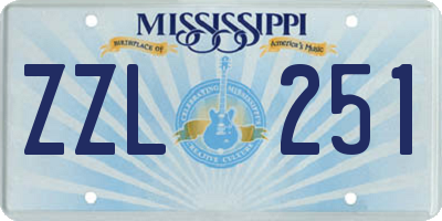 MS license plate ZZL251