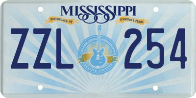 MS license plate ZZL254