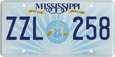 MS license plate ZZL258