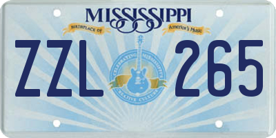 MS license plate ZZL265