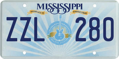 MS license plate ZZL280
