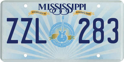 MS license plate ZZL283