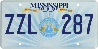 MS license plate ZZL287