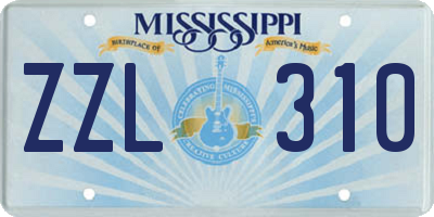 MS license plate ZZL310