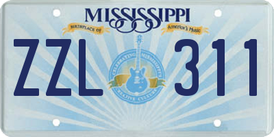 MS license plate ZZL311