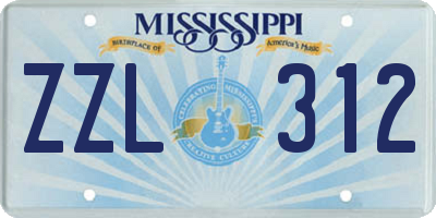 MS license plate ZZL312