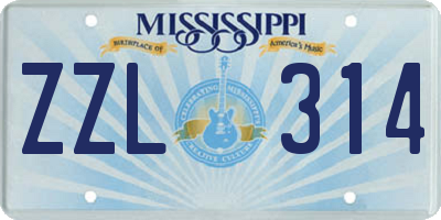 MS license plate ZZL314